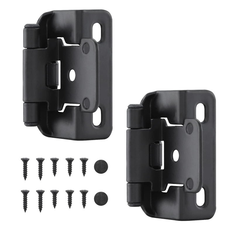 HOME MASTER HARDWARE 50 Packs (25 Pairs) 1/2" Overlay Cabinet Hinges, Self-Closing Semi Partial Wrap Kitchen Cabinet Door Hinge, Black Hinges for Kitchen/Cupboard Doors - Image 1